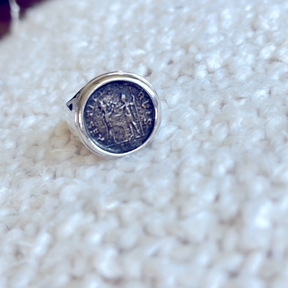 Silpada, sterling silver ring with copper coin